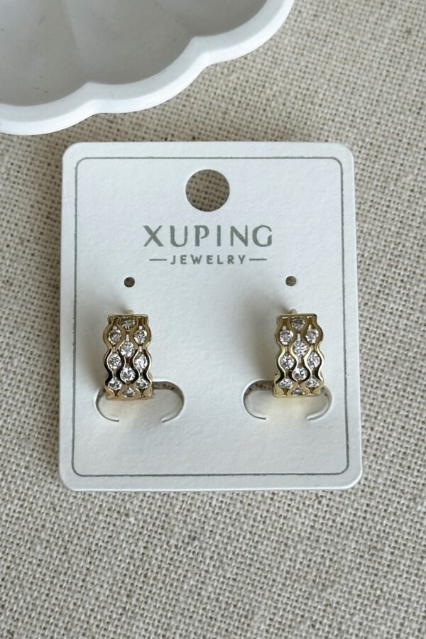 Xuping 14K Taşlı Halka Klipsli Kadın Küpe – Kararmaz | Kadın Takı Xuping Küpe