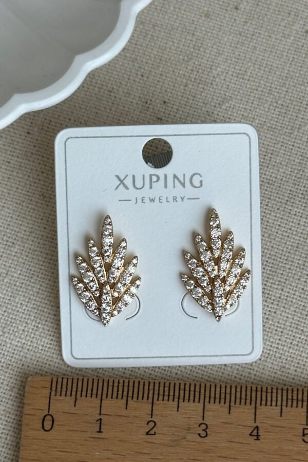 Alternative view of Xuping 14K Taşlı Yaprak Vidalı Kadın Küpe – Kararmaz | Kadın Takı Xuping Küpe