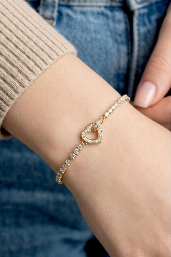 Xuping 14K Geçmeli Kalp Su Yolu Kadın Bileklik – 17+2 cm | Altın Renk Kararmaz Xuping Takı