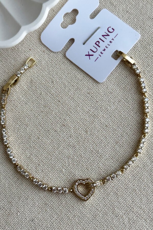 Alternative view of Xuping 14K Geçmeli Kalp Su Yolu Kadın Bileklik – 17+2 cm | Altın Renk Kararmaz Xuping Takı