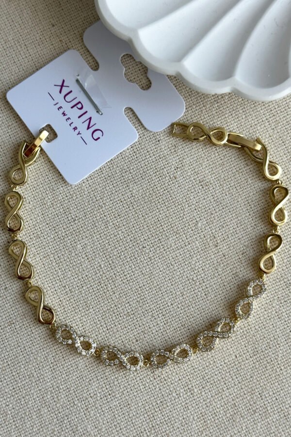 Xuping 14K Sonsuzluk Zincir Kadın Bileklik – 17+2 cm | Altın Renk Kararmaz Xuping Takı