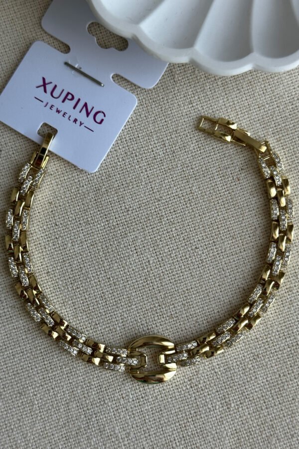 Alternative view of Xuping 14K Geçmeli Zincir Taşlı Kadın Bileklik – 17+2 cm | Altın Renk Kararmaz Xuping Takı