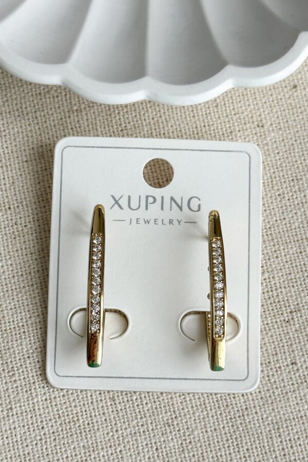 Xuping 14K Su yolu V Çift Taraflı Kadın Küpe – Kararmaz | Kadın Takı Xuping Küpe