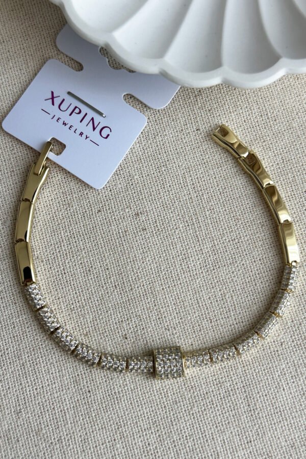 Xuping 17 cm Taşlı Silindir Zincir Kadın Bileklik Kadın Karamaz Bileklik Xuping Bileklik