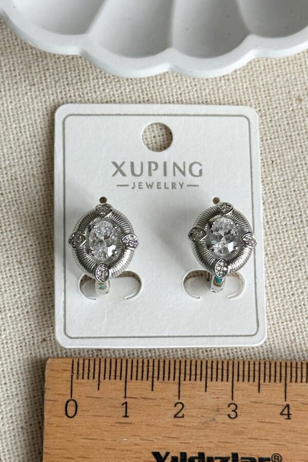 Alternative view of Xuping 14K Taşlı Oval Taşlı Mat Kadın Küpe – Kararmaz | Kadın Takı Xuping Küpe