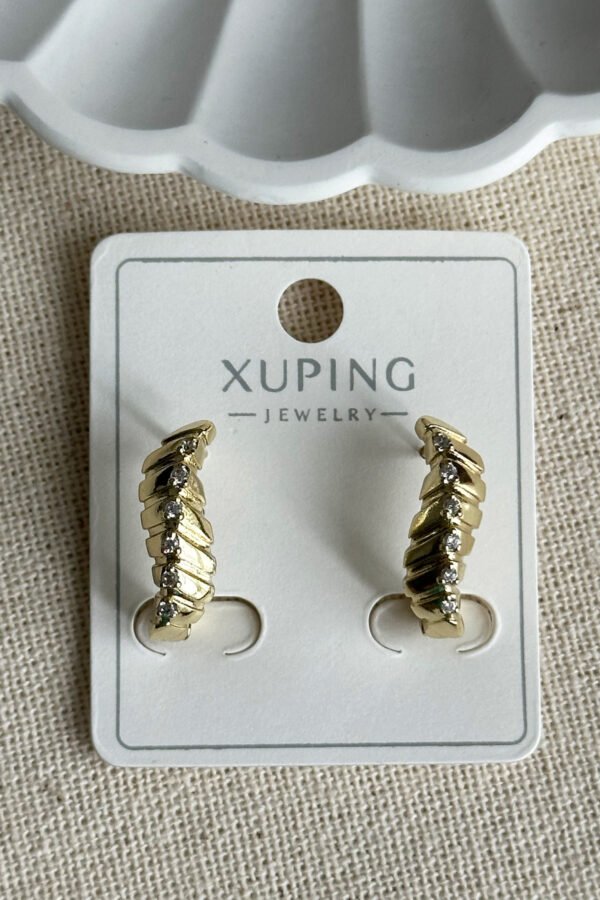 Xuping 14k U As,metrik Çizgili Kadın Küpe – Kararmaz | Kadın Takı Xuping Küpe