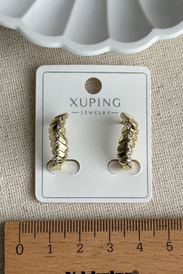 Alternative view of Xuping 14k U As,metrik Çizgili Kadın Küpe – Kararmaz | Kadın Takı Xuping Küpe