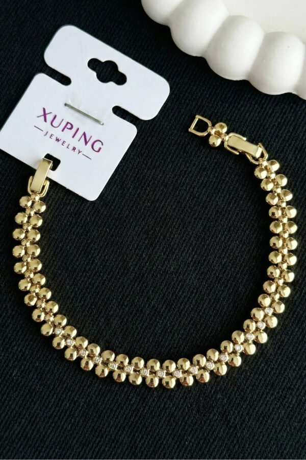 Xuping 14K Puntolu Taşlı Kadın Bileklik – 17+2 cm | Altın Renk Kararmaz Xuping Takı