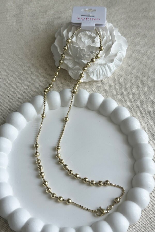 Alternative view of Xuping 14K Topçuk Model Zincir Kolye - 45 cm | Kararmaz Kadın Takı Çelik Kolye