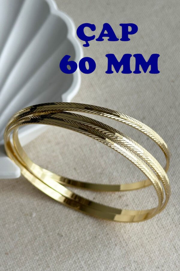 Xuping 14K 60 mm Üçlü Bilezik Kadın Karamaz Bilezik Xuping Bilezik