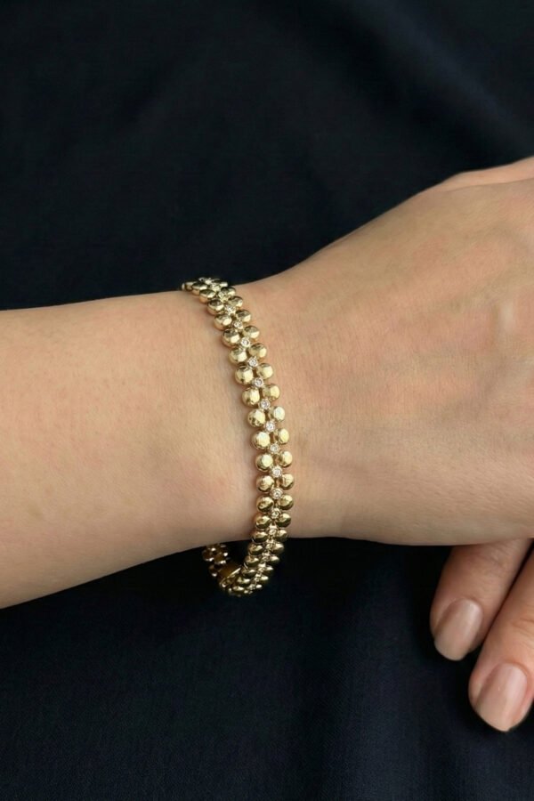 Alternative view of Xuping 14K Puntolu Taşlı Kadın Bileklik – 17+2 cm | Altın Renk Kararmaz Xuping Takı