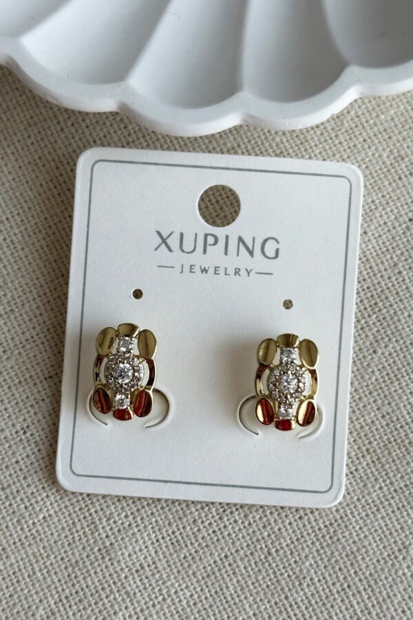 Xuping 14K Oval Dikdörtgen Taşlı Klipsli Kadın Küpe – Kararmaz | Kadın Takı Xuping Küpe