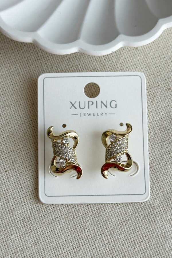 Xuping 14K S Taşlı Klipsli Kadın Küpe – Kararmaz | Kadın Takı Xuping Küpe