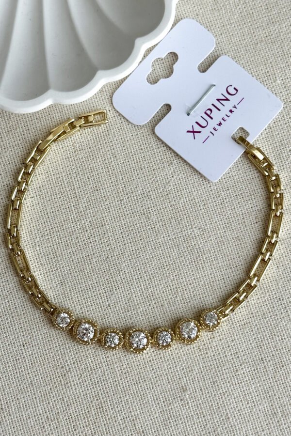Xuping 17+2 cm 7 Yuvarlak Taş Zincir Kadın Bileklik Kadın Karamaz Bileklik Xuping Bileklik