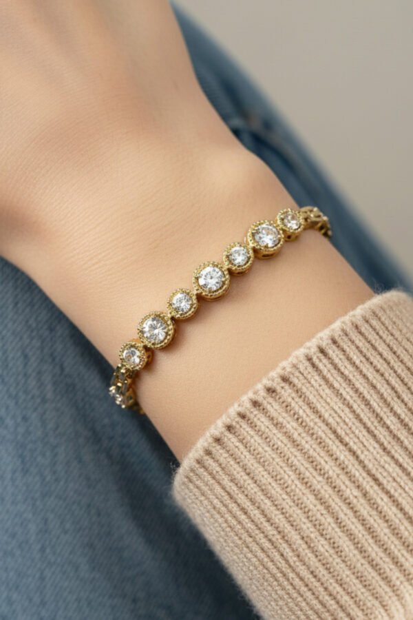 Alternative view of Xuping 17+2 cm 7 Yuvarlak Taş Zincir Kadın Bileklik Kadın Karamaz Bileklik Xuping Bileklik