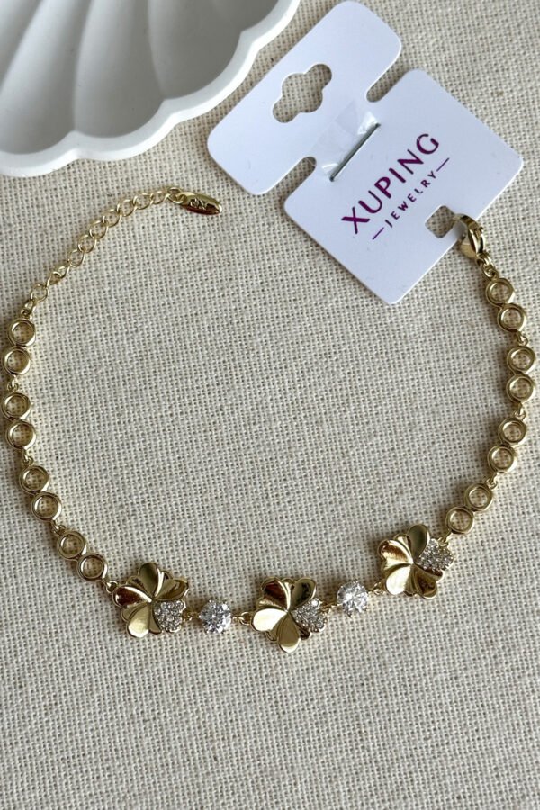 Xuping 14k 17 2 Cm Yuvarlak Zincir Taşı Fırfır Kadın Bileklik Kadın Karamaz Bileklik Xuping Bileklik