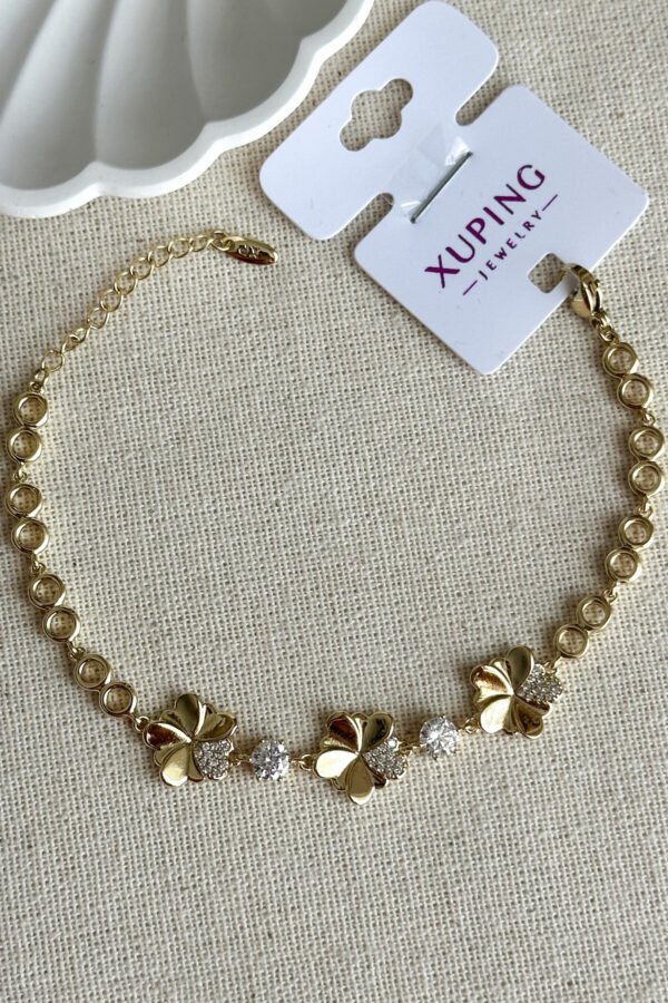 Alternative view of Xuping 14k 17 2 Cm Yuvarlak Zincir Taşı Fırfır Kadın Bileklik Kadın Karamaz Bileklik Xuping Bileklik