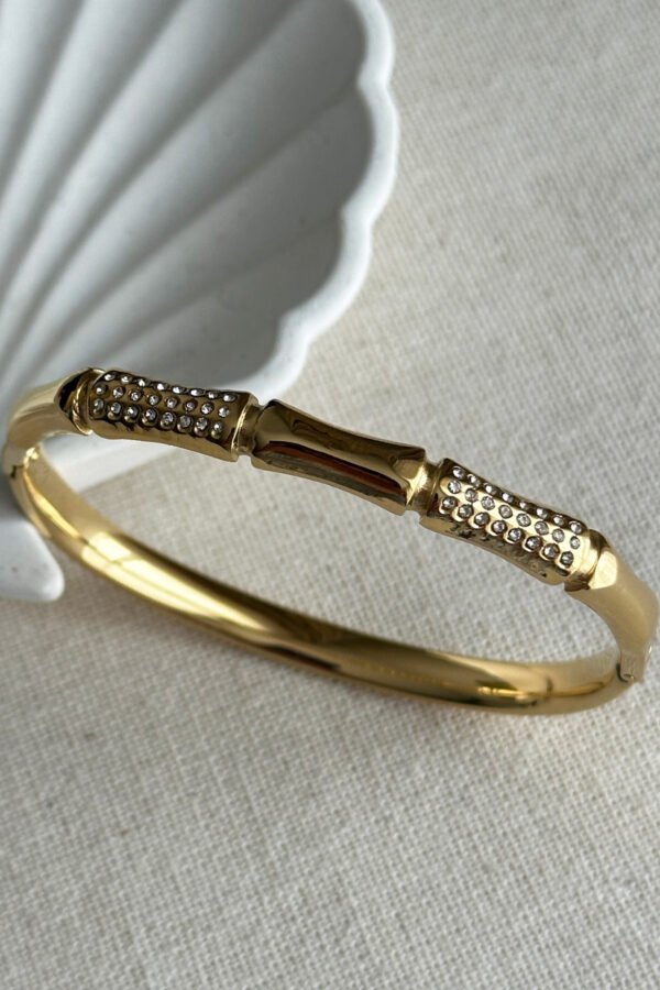 Çelik 18 cm 22 K Kemik Taşlı Kadın Kelepçe Bileklik Kadın Kelepçe Karamaz Bileklik