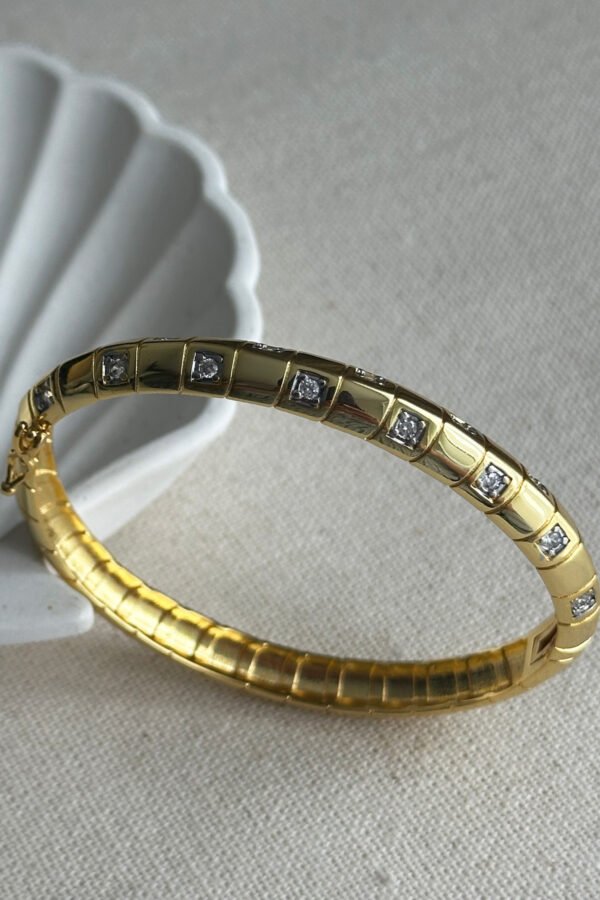 Alternative view of Pirinç 18cm 22 K Taşlı Kadın Kelepçe Bileklik Kadın Kelepçe Karamaz Bileklik