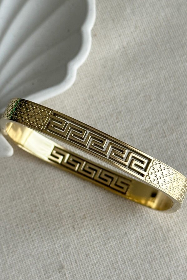 Çelik 14 K Rome Dikdörtgen Kadın Kelepçe Bileklik Kadın Kelepçe Karamaz Bileklik