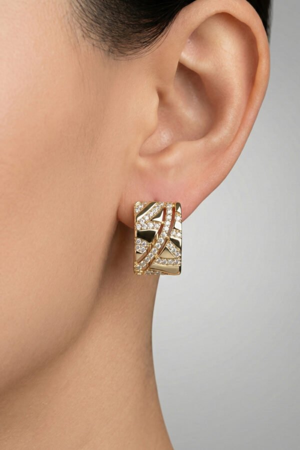 Xuping 14 K Taşlı Dikdörtgen Kadın Küpe Kadın Kararmaz Çelik Küpe