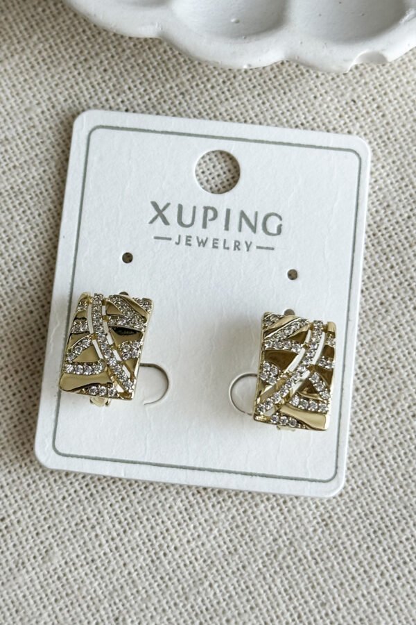 Alternative view of Xuping 14 K Taşlı Dikdörtgen Kadın Küpe Kadın Kararmaz Çelik Küpe