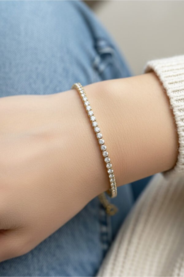 Xuping 14k 17+2 Cm İnce Su Yolu Zincir Bileklik Kadın Altın Renkli Karamaz Bileklik