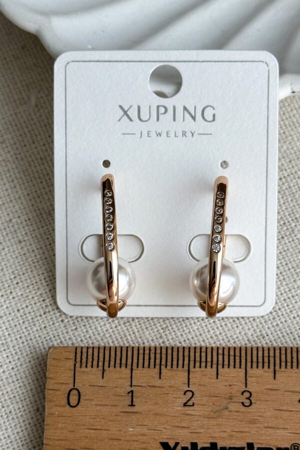 Alternative view of Xuping 18 K Taşı Oval Halka Klipsli İncili Kadın Küpe Kadın Kararmaz Xuping Küpe