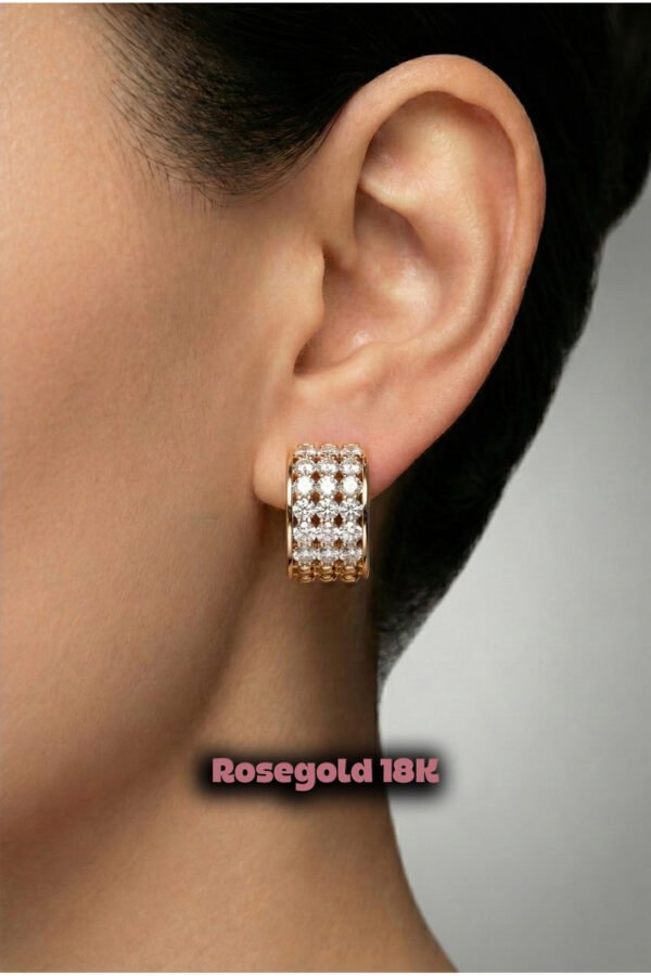 Xuping 18 K Taşlı Yarım Halka Vidalı Kadın Küpe Kadın Kararmaz Xuping Küpe