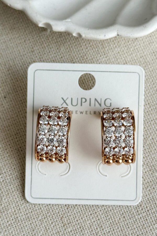 Alternative view of Xuping 18 K Taşlı Yarım Halka Vidalı Kadın Küpe Kadın Kararmaz Xuping Küpe