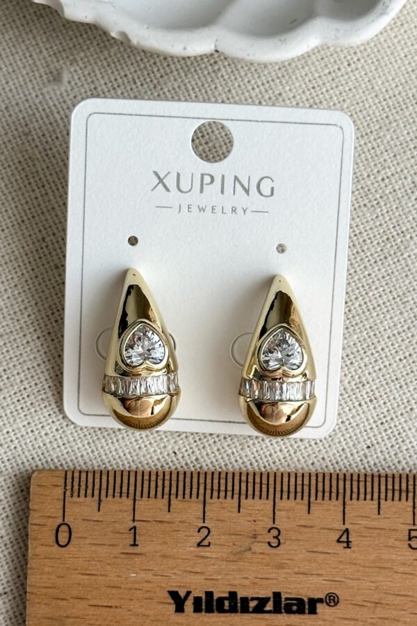 Alternative view of Xuping 14 K Taşlı Kalpli Damla Kadın Küpe Kadın Kararmaz Xuping Küpe