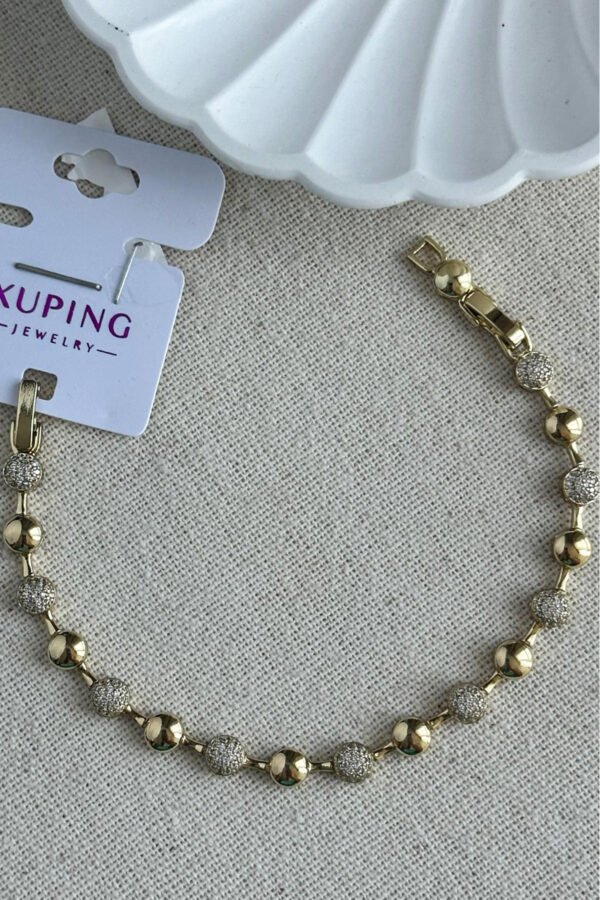 Xuping 14K 17+2 cm Taşlı Yuvarlak Bileklik Kadın Altın Renkli Karamaz Bileklik