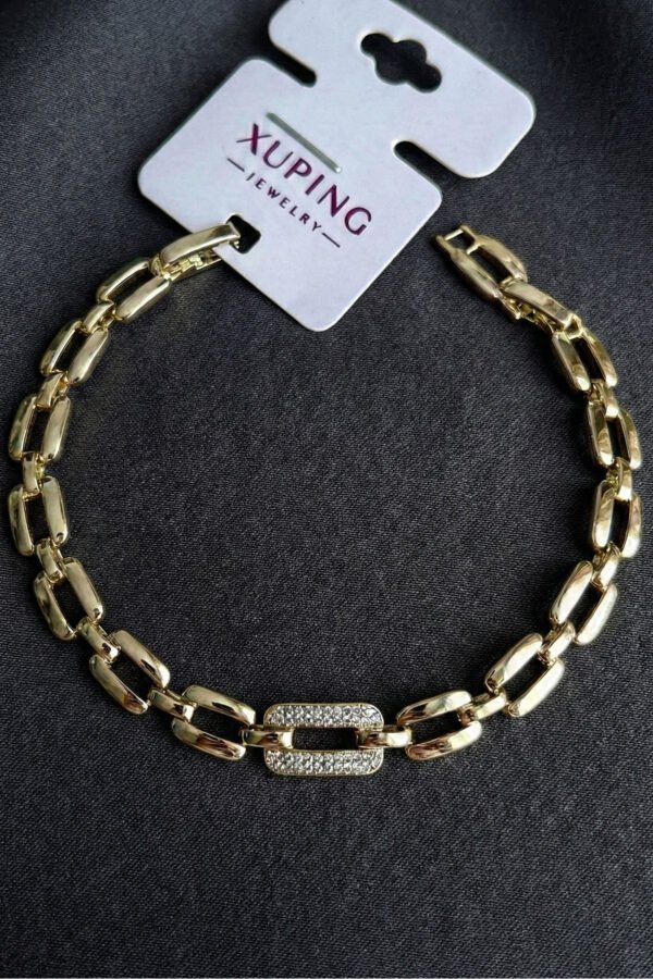 Xuping 14K 16 + 2 CM Dikdörtgen Taşlı Kadın Bileklik Kararmaz Kadın Xuping Bileklik