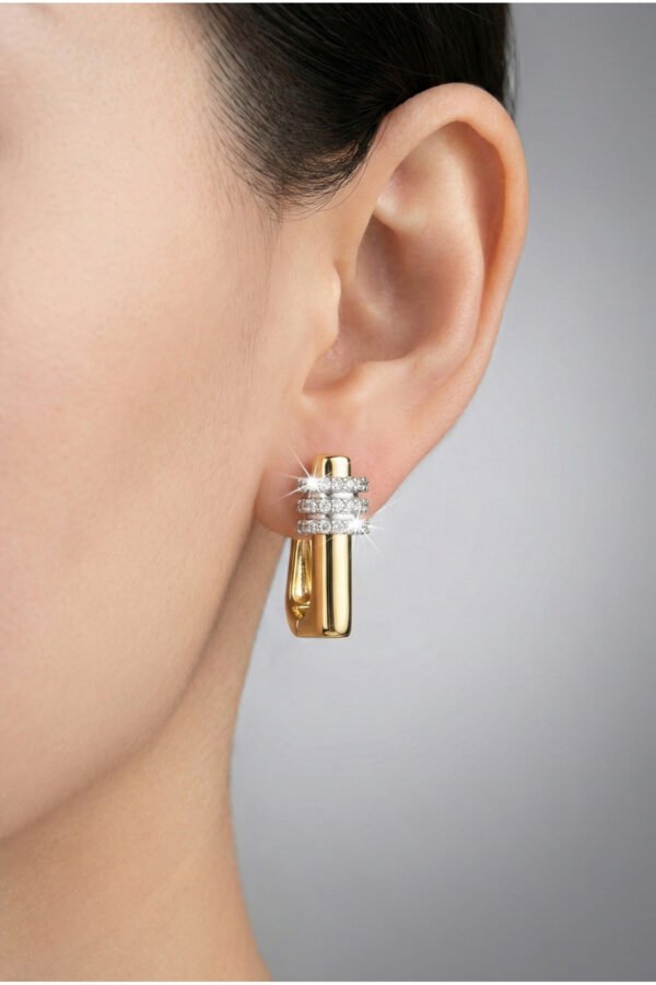 Çelik Taşlı U Klipsli Kadın Küpe Kararmaz Kadın Takı Çelik Küpe