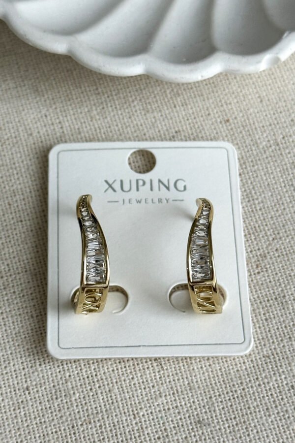 Xuping 14 K U Taşlı Asimetrik Kadın Küpe Kadın Kararmaz Xuping Küpe