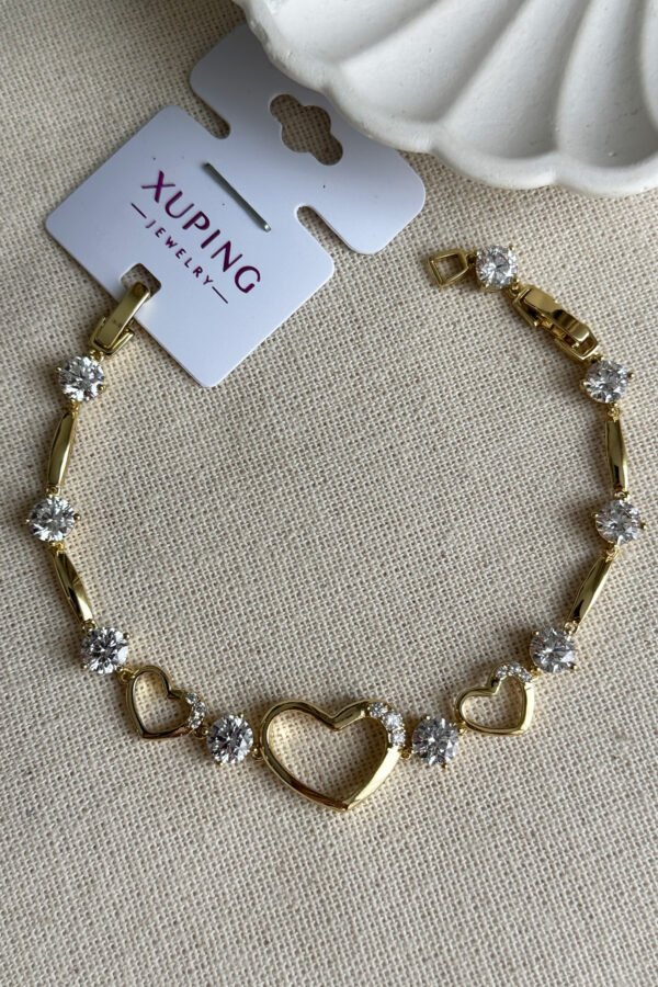 Alternative view of 17+2 Cm Xuping 14 K Taşlı Kalpli Kadın Bileklik Kararmaz Kadın Bileklik