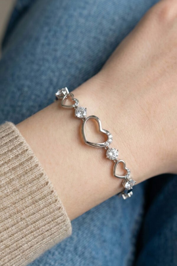 17+2 Cm Xuping 14 K Taşlı Kalpli Kadın Bileklik Kararmaz Kadın Bileklik