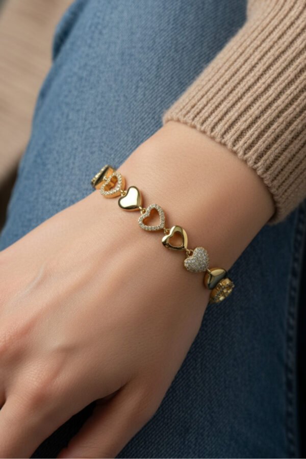 16+2 Cm Xuping 14 K Taşlı Kalp Kadın Bileklik Kararmaz Kadın Bileklik