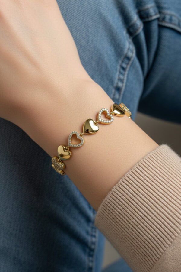 Alternative view of 16+2 Cm Xuping 14 K Taşlı Kalp Kadın Bileklik Kararmaz Kadın Bileklik