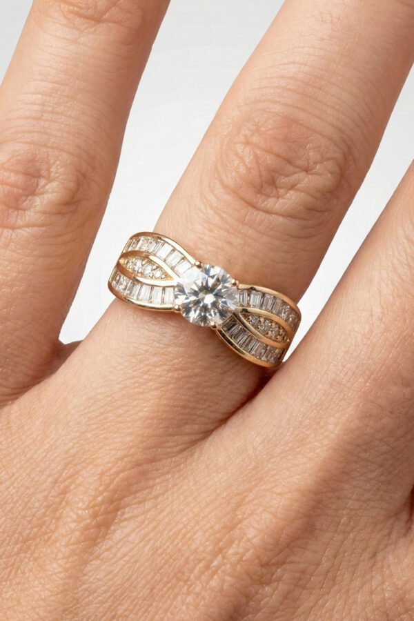 Caprea Xuping 18K Asimetrik Yuvarlak Tek Taşlı Kadın Kararmaz Yüzük Xuping Yüzük