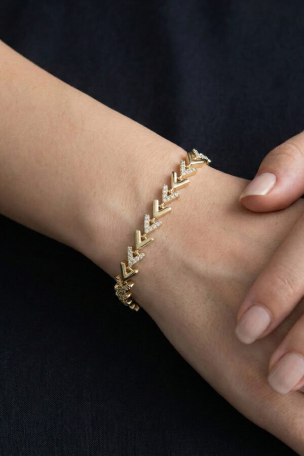 Alternative view of Xuping 14K V Çavuş Model Taşlı Kadın Xuping Bileklik I 17+2 cm Altın Renkli Kadın Takı Bileklik