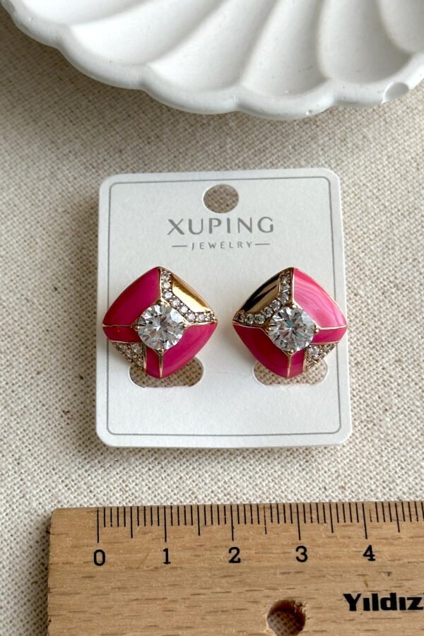 Alternative view of Caprea Xuping Pembe Kare Taşlı Kadın Küpe Kadın Xuping Küpe