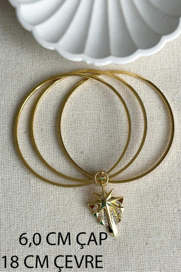 Caprea Çelik 18 cm Kutup Yıldızı Charmlı Ajda Bilezik Kararmaz Kadın Çelik Bilezik