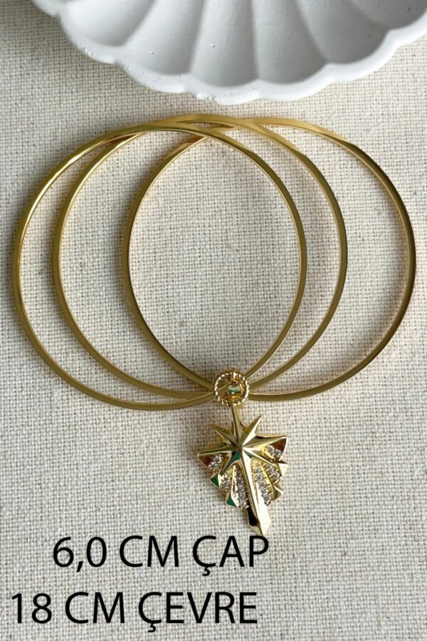 Alternative view of Caprea Çelik 18 cm Kutup Yıldızı Charmlı Ajda Bilezik Kararmaz Kadın Çelik Bilezik