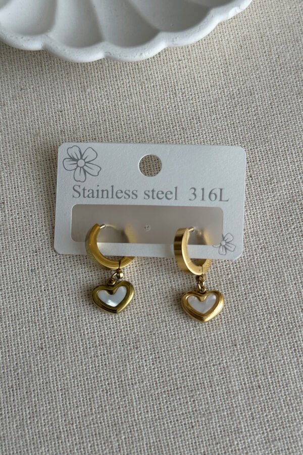 Caprea Çelik Kalp Beyaz Kadın Küpe Karamaz Kadın Küpe Kadın Çelik Küpe