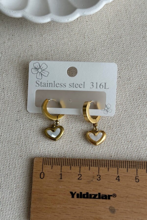 Alternative view of Caprea Çelik Kalp Beyaz Kadın Küpe Karamaz Kadın Küpe Kadın Çelik Küpe