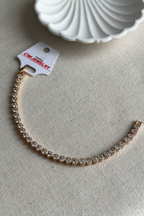 Alternative view of Caprea Pirinç 17 CM CM JEWELRY Sıralı Yuvarlak Taşlı Kadın Bileklik Kararmaz Kadın Bileklik