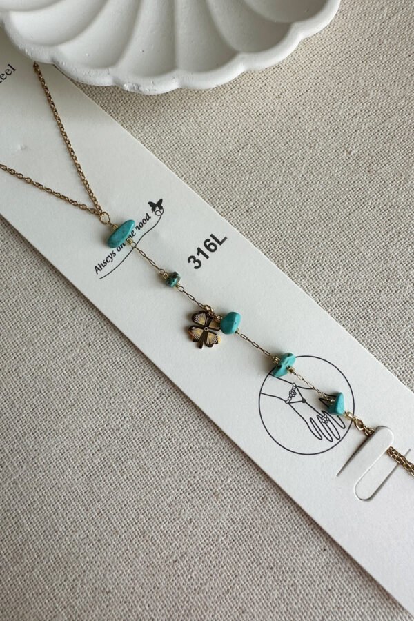 Caprea Çelik Yonca Mavi Taşlı Kadın Şahmeran Bileklik Kararmaz Kadın Bileklik