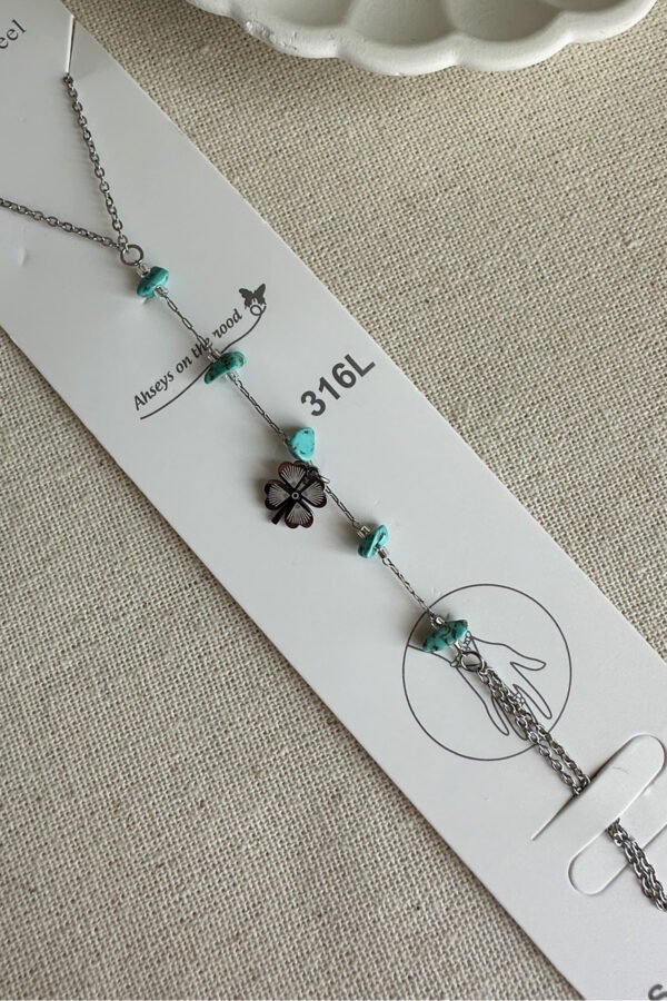 Caprea Çelik Yonca Mavi Taşlı Kadın Şahmeran Bileklik Kararmaz Kadın Bileklik