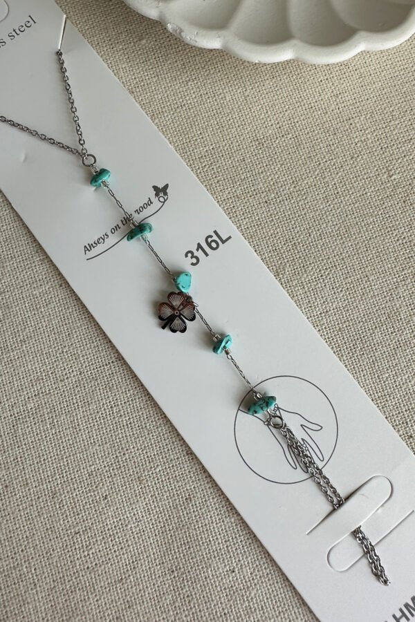 Alternative view of Caprea Çelik Yonca Mavi Taşlı Kadın Şahmeran Bileklik Kararmaz Kadın Bileklik